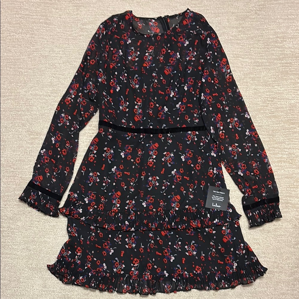 Lulus Black Floral Dress